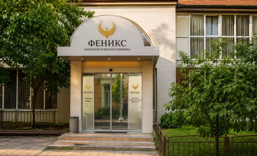 Вход в наркологическую клинику «Феникс» в Духовщине
